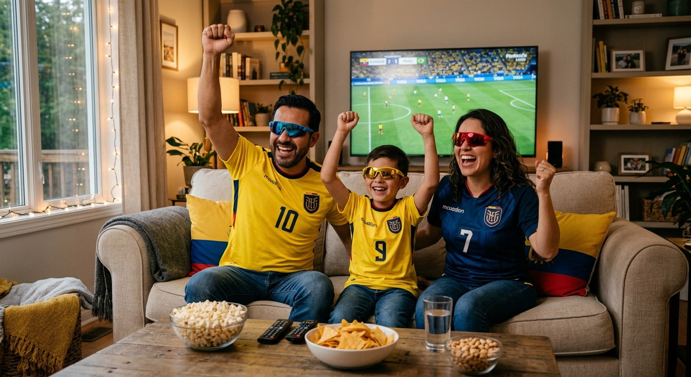 Familia disfrutando el partido con Gafas La Tri