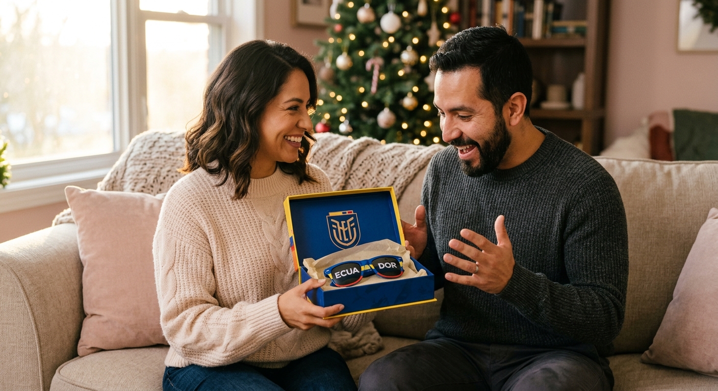 Mujer entregando regalo de Gafas La Tri