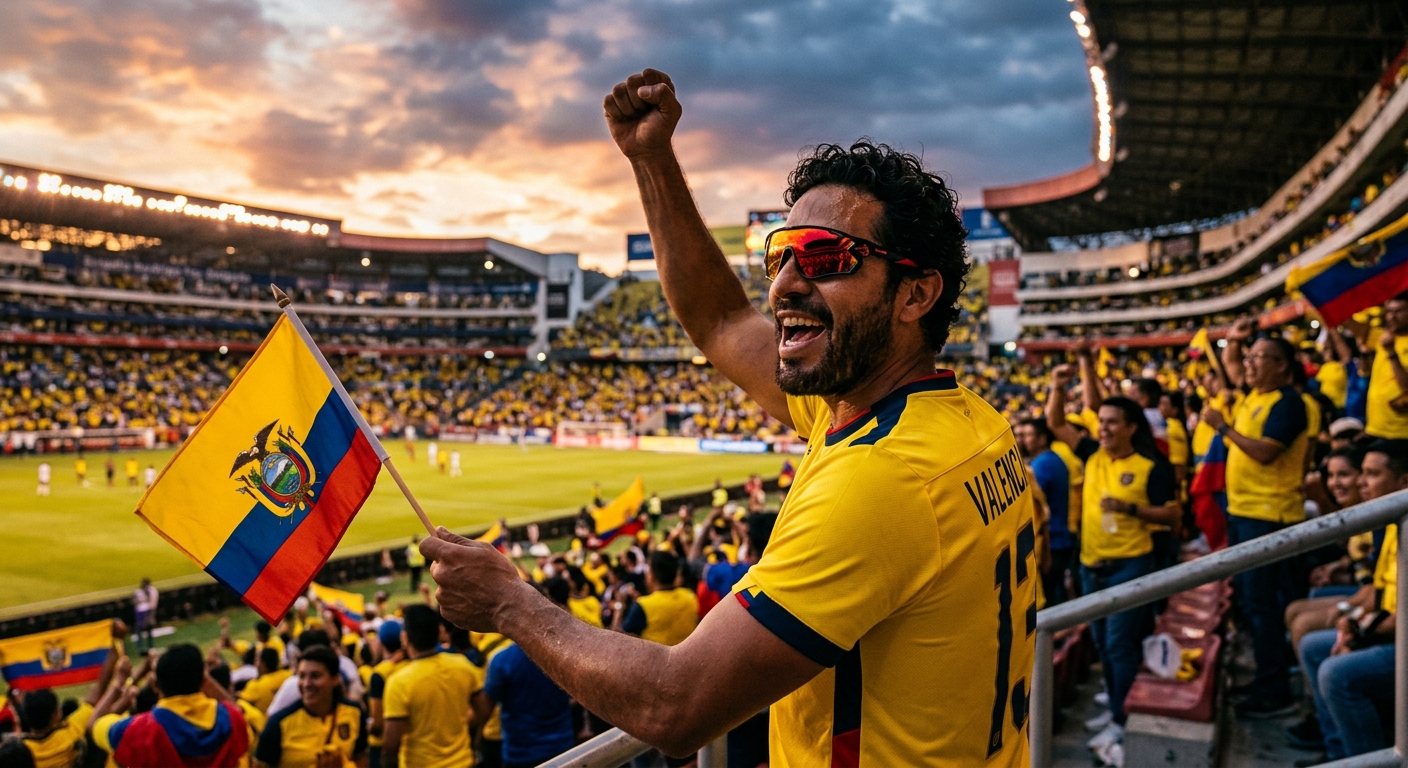 Hincha de La Tri usando gafas en el estadio